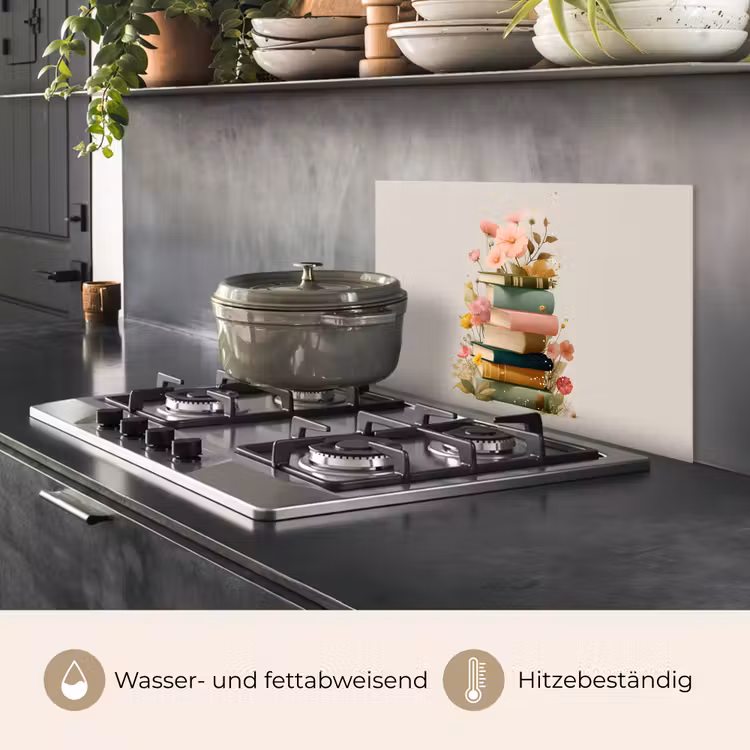 Boeken - Stapel - Bloemen - Kleurrijk keuken achterwand spatscherm klein -usp_DE