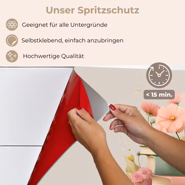 Boeken - Stapel - Bloemen - Kleurrijk keuken achterwand spatscherm klein -spatscherm_DE
