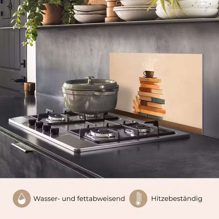 Boeken - Toren - Koffie - Beige keuken achterwand spatscherm klein -usp_DE