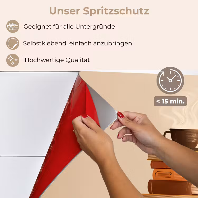 Boeken - Toren - Koffie - Beige keuken achterwand spatscherm klein -spatscherm_DE