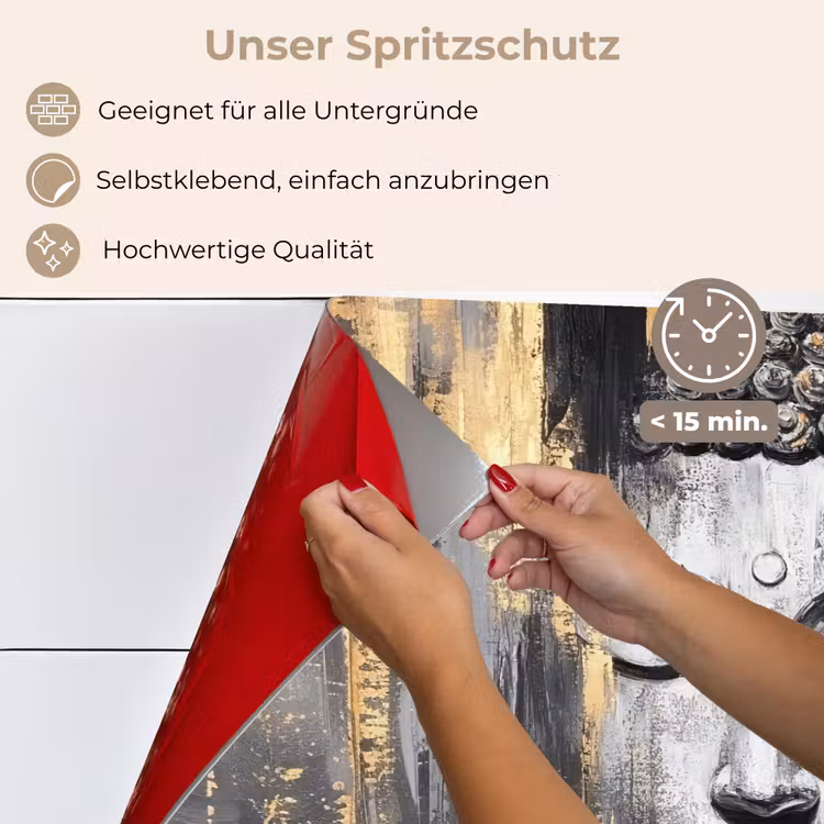 Boedhha - Penseelstreken - Goud - Abstract keuken achterwand spatscherm klein -spatscherm_DE