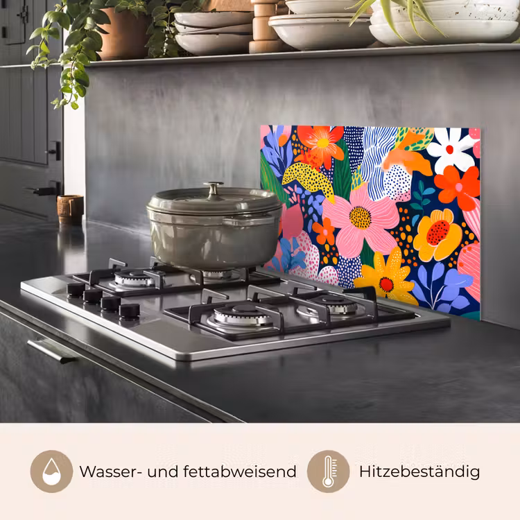 Kleurrijk - Bloemen - Abstract - Stippen keuken achterwand spatscherm klein -usp_DE
