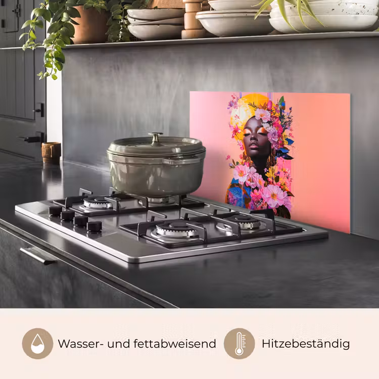 Kleurrijk - Bloemen - Vrouw - Zon keuken achterwand spatscherm klein -usp_DE