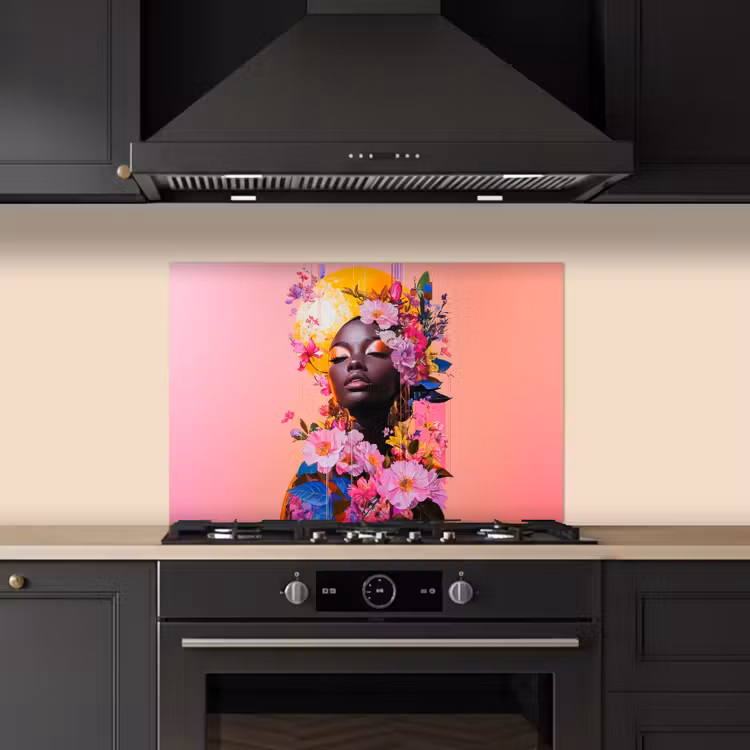 Kleurrijk - Bloemen - Vrouw - Zon keuken achterwand spatscherm klein -sfeer1
