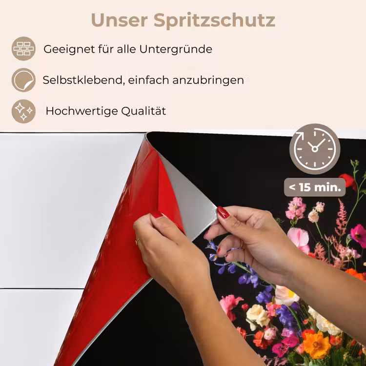 Kleurrijk - Boeket - Vaas - Goud keuken achterwand spatscherm klein -spatscherm_DE