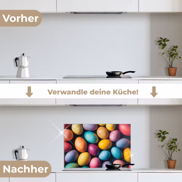 Kleurrijk - Paaseitjes - Spetters keuken achterwand spatscherm klein -voor_na_DE