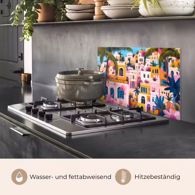Kleurrijk - Roze - Oranje - Geel - Bloemen keuken achterwand spatscherm klein -usp_DE
