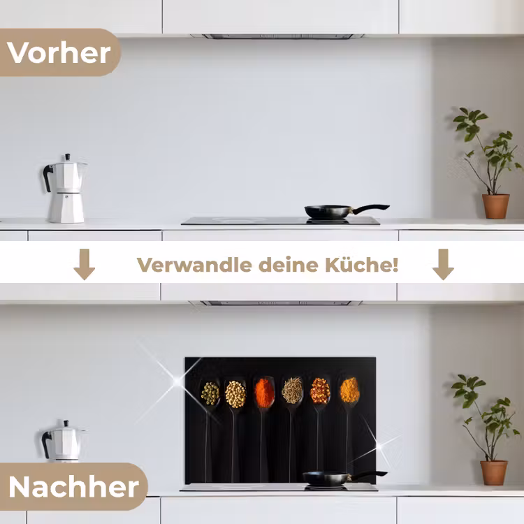 Kleurrijk Kruiden Kwartet keuken achterwand spatscherm klein -voor_na_DE