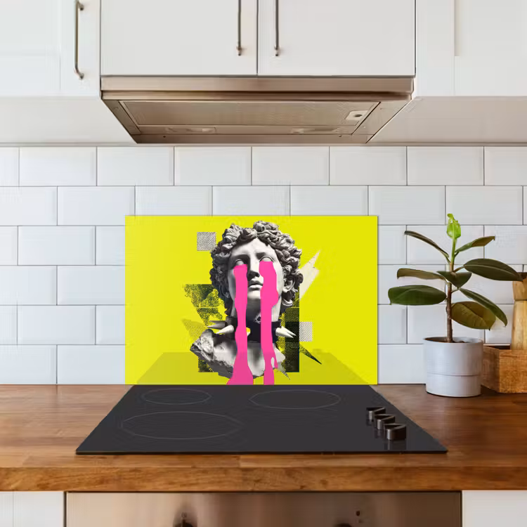 Buste - Verf - Geel keuken achterwand spatscherm klein -sfeer2