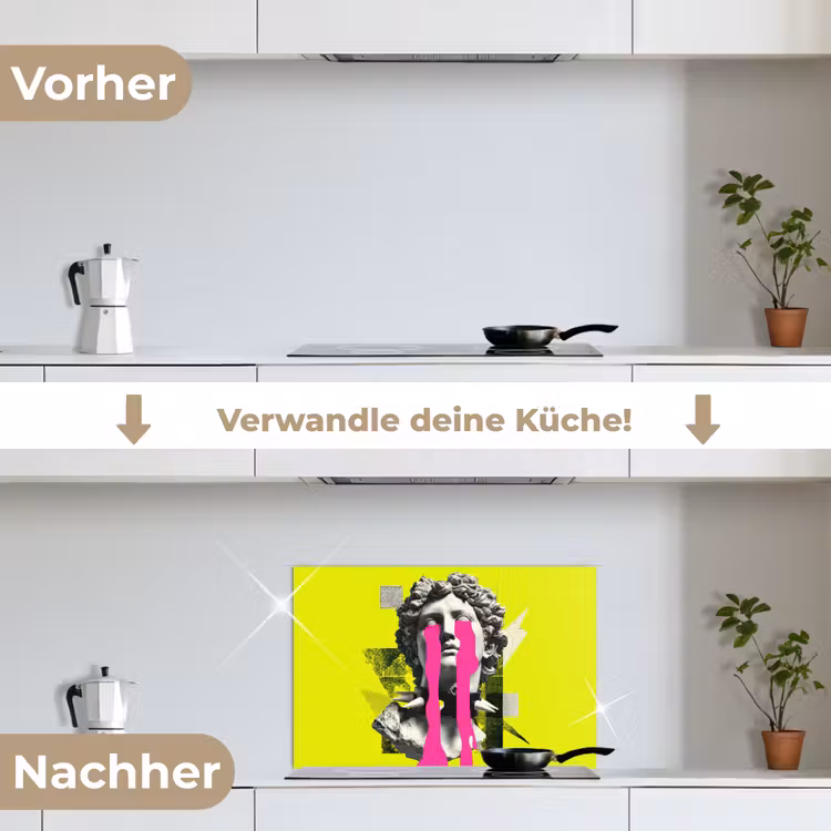 Buste - Verf - Geel keuken achterwand spatscherm klein -voor_na_DE