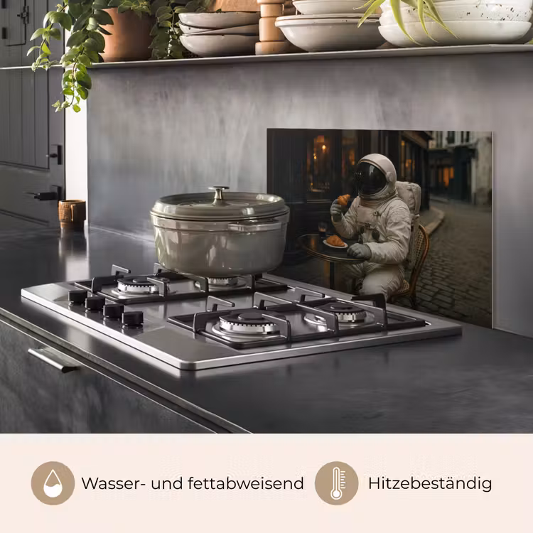 Café - Croissant - Koffie - Astronaut keuken achterwand spatscherm klein -usp_DE