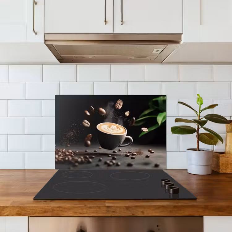 Cappuccino - Kop - Bonen - Bruin keuken achterwand spatscherm klein -sfeer2