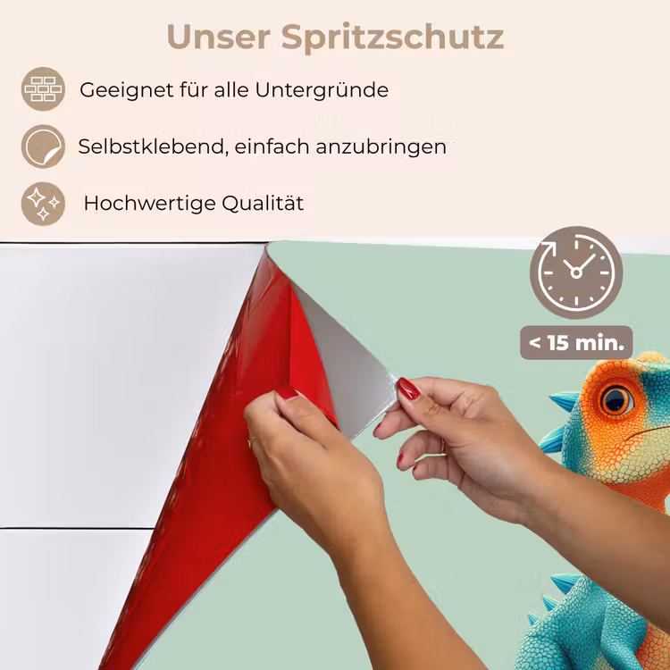 Cartoon - Dino - Oranje - Stekels keuken achterwand spatscherm klein -spatscherm_DE