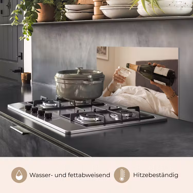 Champagne - Bed - Bubbels keuken achterwand spatscherm klein -usp_DE