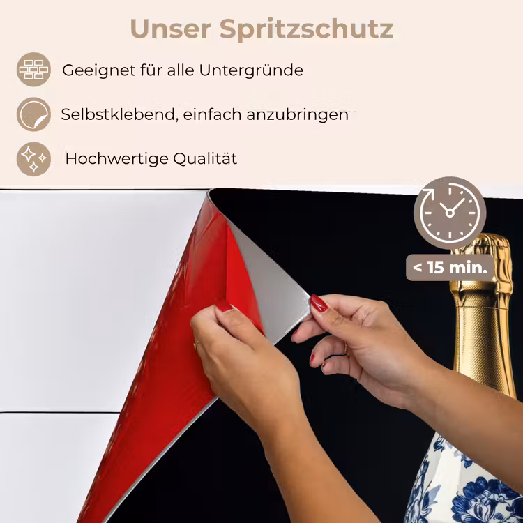 Champagne - Bloemen - Goud - Chique keuken achterwand spatscherm klein -spatscherm_DE