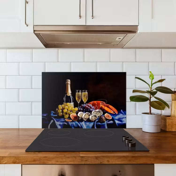 Champagne - Luxe - Oesters keuken achterwand spatscherm klein -sfeer2