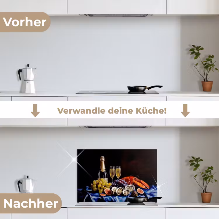 Champagne - Luxe - Oesters keuken achterwand spatscherm klein -voor_na_DE