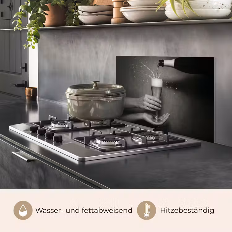Champagnefles - Glas - Minimalistisch - Spetters keuken achterwand spatscherm klein -usp_DE