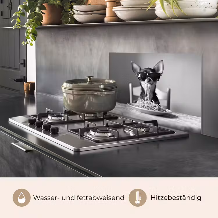 Chihuahua - Hond - Zonnebril - Humoristisch - Zwart - Wit - Spaghetti keuken achterwand spatscherm klein -usp_DE