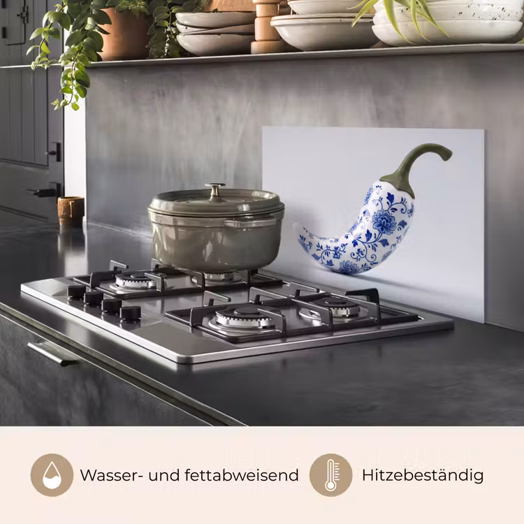 Chilipeper - Keramiek - Blauw keuken achterwand spatscherm klein -usp_DE