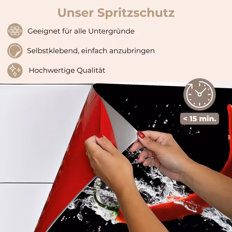 Chilipeper - Stilleven - Water - Zwart - Rood keuken achterwand spatscherm klein -spatscherm_DE