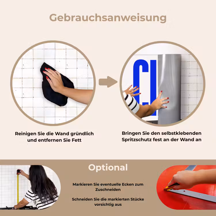 Ciao - Hoofdletters - Blauw - Minimalistisch keuken achterwand spatscherm klein -gebruiksaanwijzing_DE