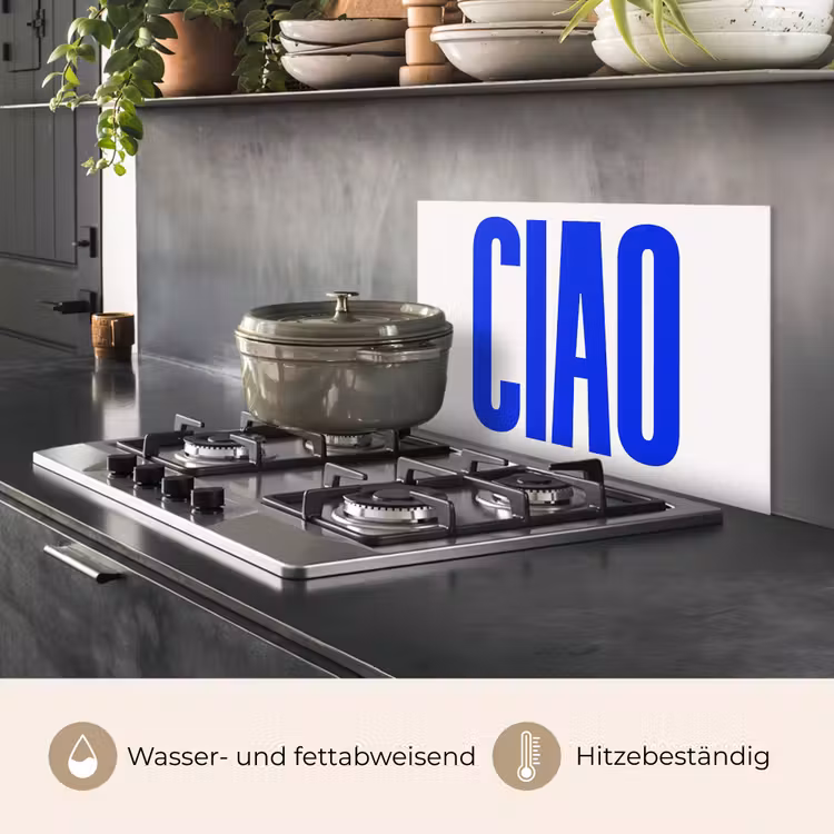 Ciao - Hoofdletters - Blauw - Minimalistisch keuken achterwand spatscherm klein -usp_DE