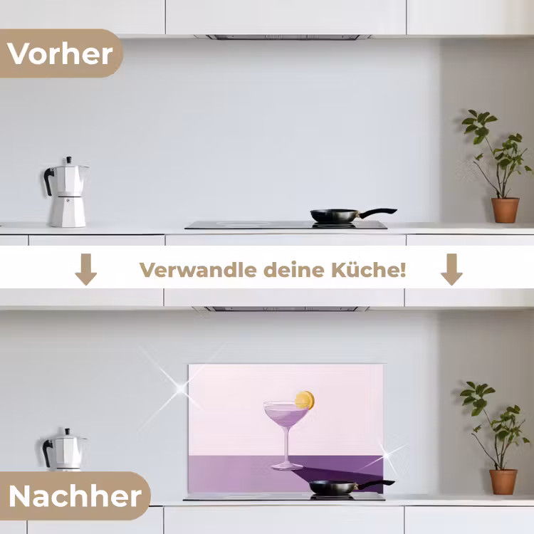 Cocktail - Paars - Minimalistisch - Citroen keuken achterwand spatscherm klein -voor_na_DE