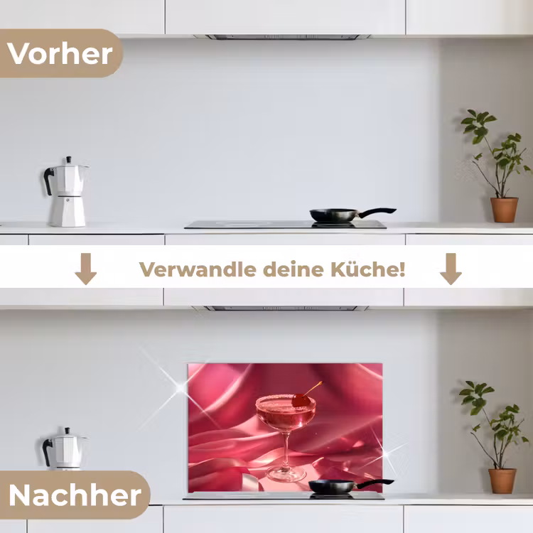 Cocktail - Pink - Luxe keuken achterwand spatscherm klein -voor_na_DE