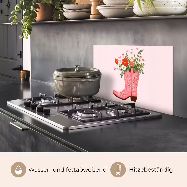 Cowboylaarzen - Roze - Boeket - Bloemen keuken achterwand spatscherm klein -usp_DE