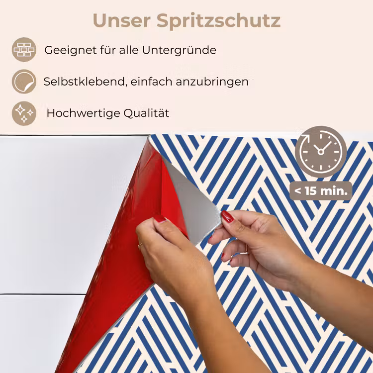 Crème - Blauw - Strepen - Patroon keuken achterwand spatscherm klein 900 -spatscherm_DE