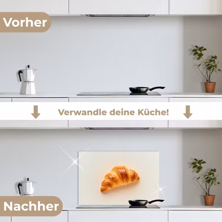 Croissant - Brood - Beige keuken achterwand spatscherm klein -voor_na_DE