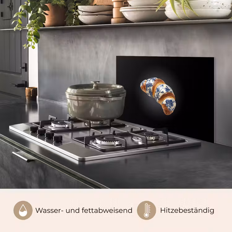 Croissant - Bloemenpatroon - Delftsblauw keuken achterwand spatscherm klein -usp_DE
