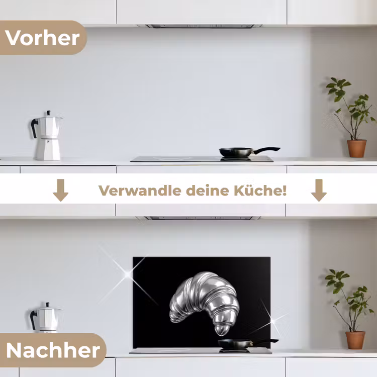 Croissant - Metaal - Zilver keuken achterwand spatscherm klein -voor_na_DE