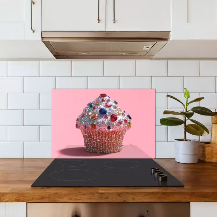 Cupcake - Kleurrijk - Edelstenen keuken achterwand spatscherm klein -sfeer2