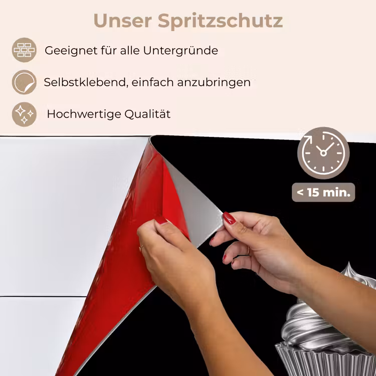 Cupcake - Luxueus - Zilver keuken achterwand spatscherm klein -spatscherm_DE
