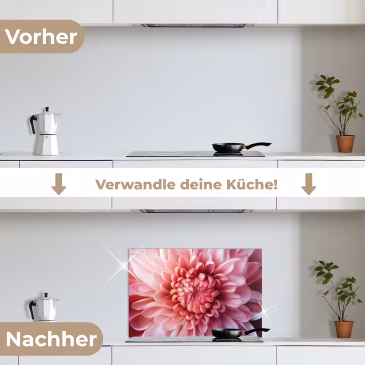 Dahlia - Bloem - Close up - Roze keuken achterwand spatscherm klein -voor_na_DE