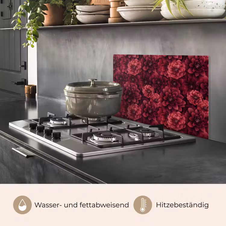 Dahlias - Bloemen - Rood keuken achterwand spatscherm klein 900 -usp_DE
