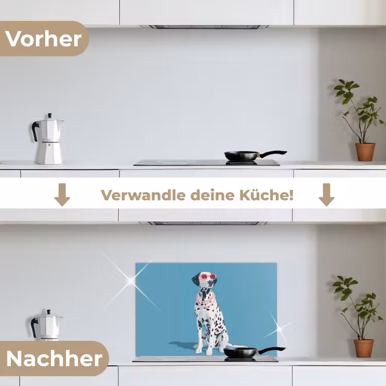 Dalmatiër - Zonnebril - Blauw keuken achterwand spatscherm klein -voor_na_DE