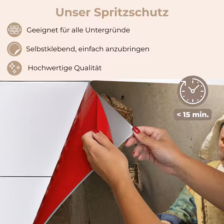 Het melkmeisje - Schilderij van Johannes Vermeer keuken achterwand spatscherm klein -spatscherm_DE