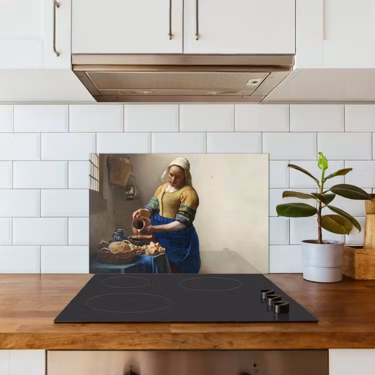 Het melkmeisje - Kunst - Oude meesters - Vermeer keuken achterwand spatscherm klein -sfeer2
