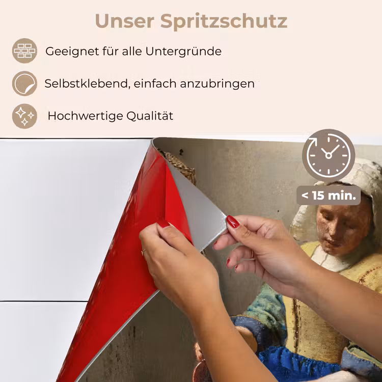 Het melkmeisje - Kunst - Oude meesters - Vermeer keuken achterwand spatscherm klein -spatscherm_DE