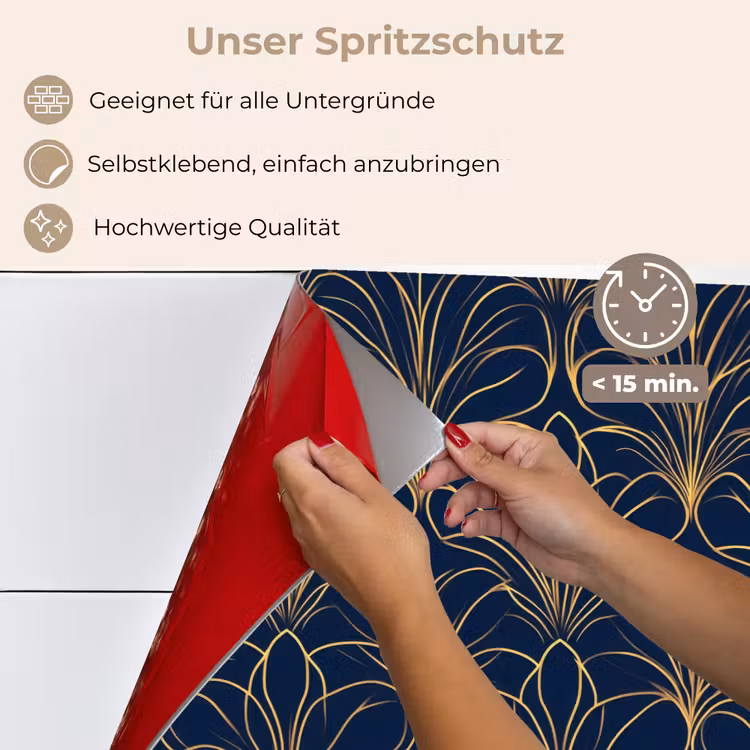 Deco - Waaier - Blauw keuken achterwand spatscherm klein 900 -spatscherm_DE