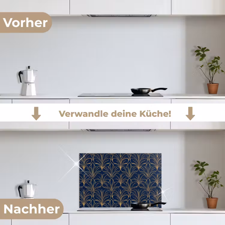Deco - Waaier - Blauw keuken achterwand spatscherm klein 900 -voor_na_DE