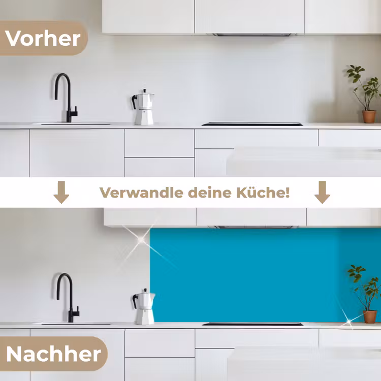 Deep - Turquoise - Turkoois keuken achterwand 2 middel 871 -voor-na_DE