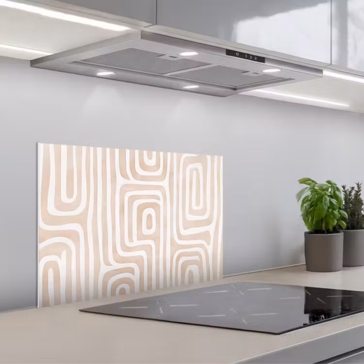 Decoratief - Labyrint - Beige keuken achterwand spatscherm klein -3d_schuin