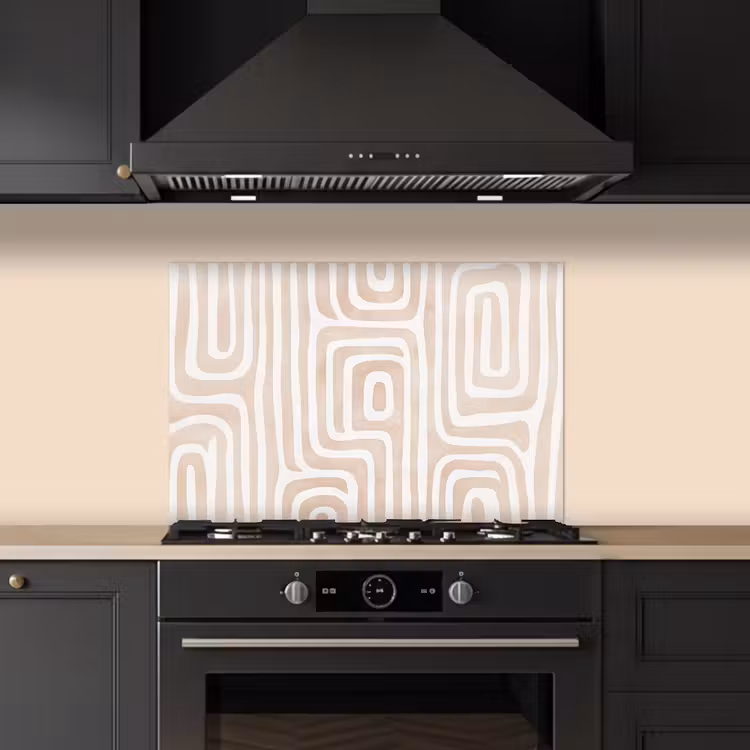Decoratief - Labyrint - Beige keuken achterwand spatscherm klein -sfeer1