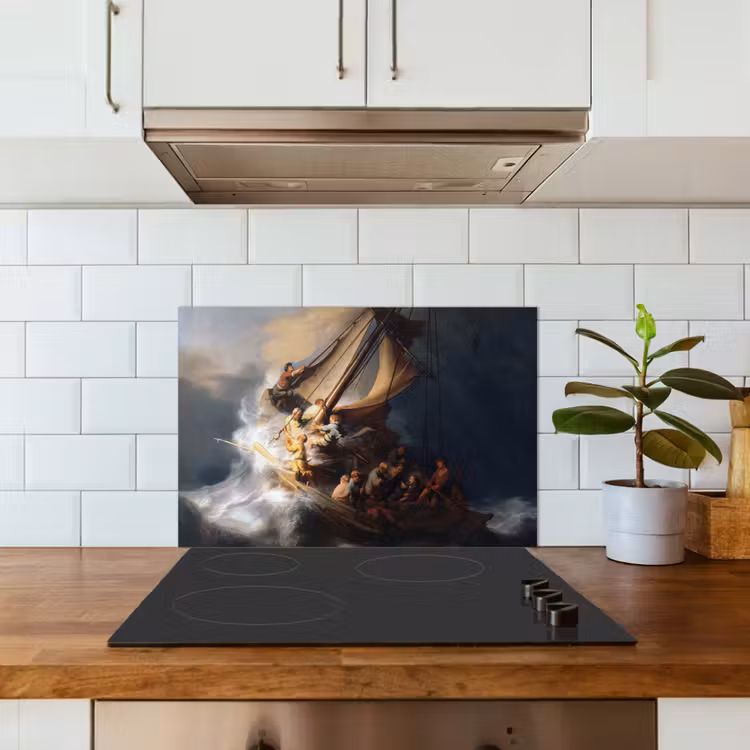 De storm op het meer van Galilea - Rembrandt van Rijn keuken achterwand spatscherm klein -sfeer2