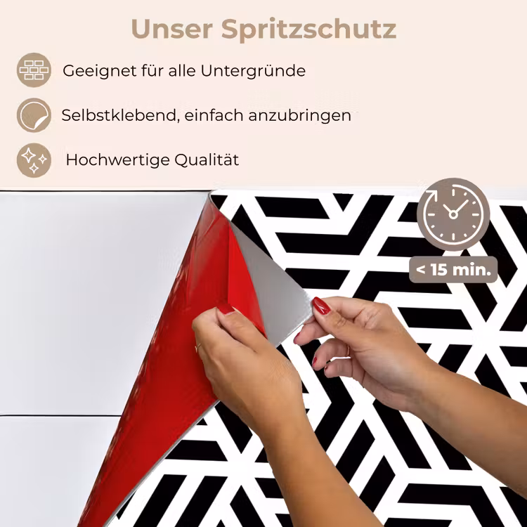 Design - Geometrie - Patroon - Zwart - Wit keuken achterwand spatscherm klein 900 -spatscherm_DE