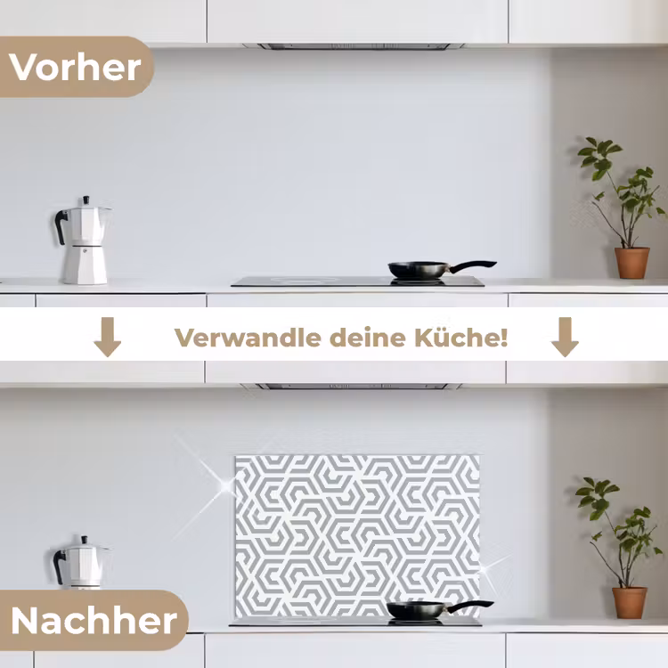 Design - Lijn - Patroon - Groen keuken achterwand spatscherm klein 900 -voor_na_DE